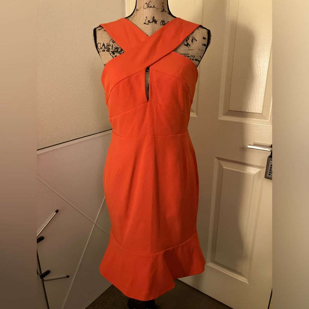 Ministry of style MOS Australian orange red dress cross strap neck 8 10